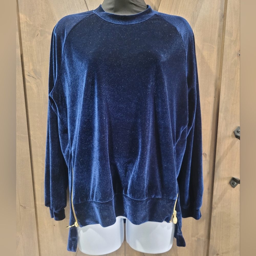Gravitas NY Role Model (S 2-4) Navy Velour Sarah Sweatshirt New Made in USA